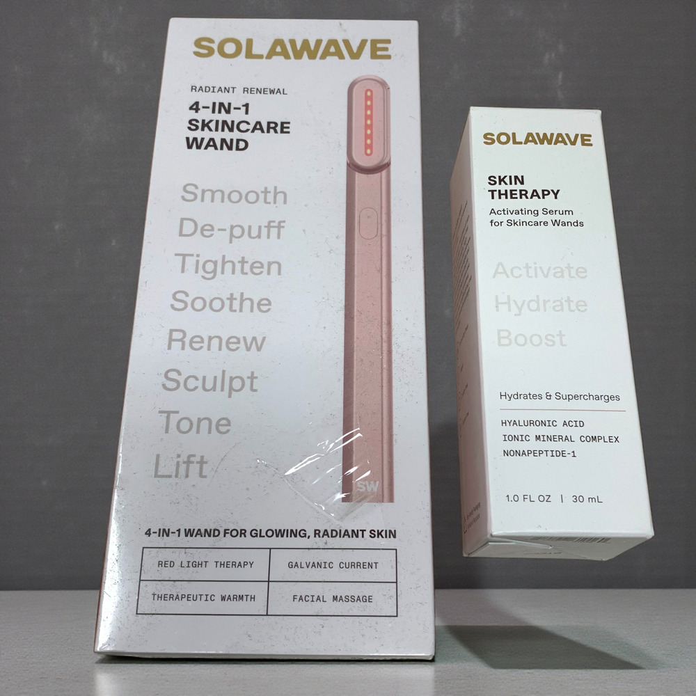 NEW Solawave 4-in-1 Radiant Renewal Skincare Wand Rose Gold + Serum Sealed NWT